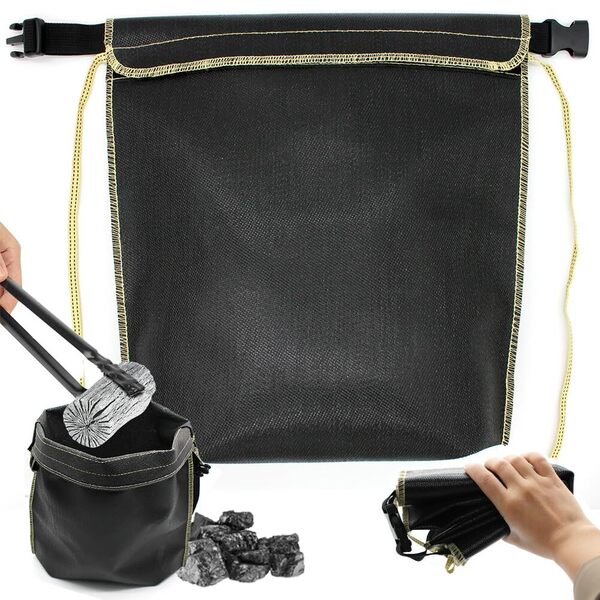【次回入荷なし】炭捨て袋 キャンプ 炭入れ 35×35cm 炭袋 大きいサイズ 炭消し袋 自立 火消し壺代替品 軽量 炭処理袋 コ