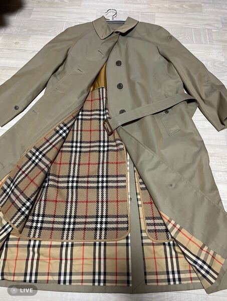 大きいサイズ 【極美品】 希少BURBERRY バーバリートレンチコート シングル ノバチェック ステンカラーコート ロングコート ギャバジン