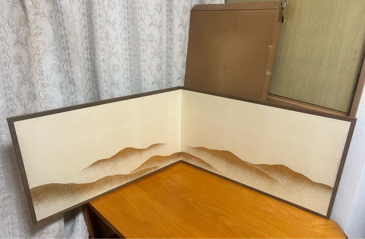 加賀蒔絵 二果軒 高村表恵作 遠山 風炉先屏風 共箱 F