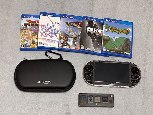 SONY PSVITA PCH-2000 ブラック ソフトまとめ売り ドラクエビルダーズ ファイナルファンタジーX-2 モンハンフロンティアG cod テラリア