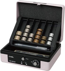 (まとめ買い)カール事務器 キャッシュボックス 手提げ金庫 簡易レジ A6サイズ ピンク CB-8250-P 〔3個セット〕