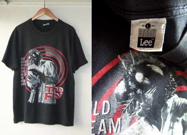 L★映画「THE FLY」ザ・フライ★90sビンテージTシャツ ムービーmovie蝿男の恐怖usaアメリカ製lee当時物21th古着foxホラーhorrorハエ男レア