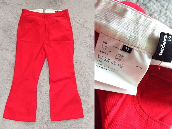 M★コムデギャルソン★tricotフレアパンツ赤 AD2004トリコcomme des garconsブーツカット クロップド ギャルソン00s y2kアーカイブ美品
