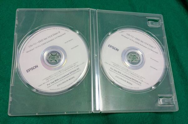 【未使用・送料無料】EPSON リカバリーDVD Ver. 13.0 Disc-1,2 Windows 10 Pro (OEM Activation 3.0 Required) 64-bit Version