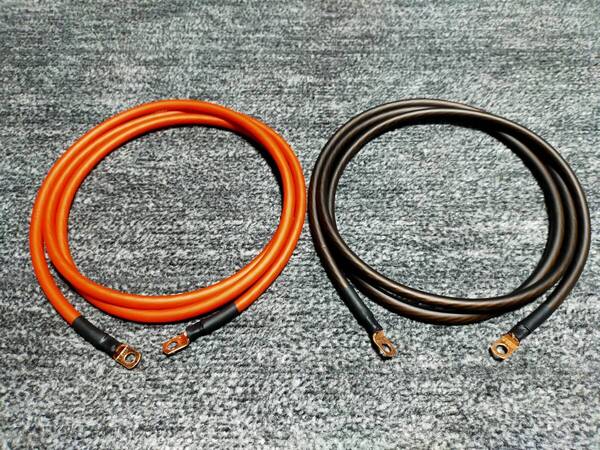 【新品未使用】長さ 各2m 4AWG 正弦波インバーター用 電源ケーブル 赤黒セット 24V/4000W 12V/2000Wまで対応(その1)