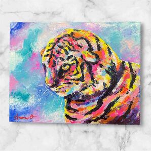 真作 絵画 原画 油彩画 現代アート アート キャンバス 動物画 作品証明書付 虎 油絵 アートワーク