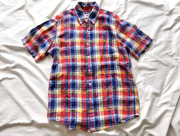 Ralph Lauren ラルフローレン マドラスチェック リネンシャツ M