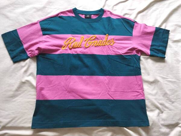 ピンクXグリーン ボーダーTシャツL H&M