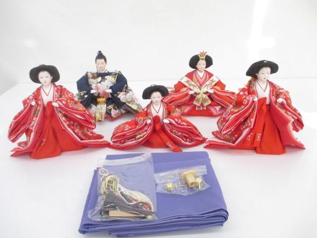 新品 草園作 雛人形 三人官女 五寸 三白 正絹 ひな人形 お雛様