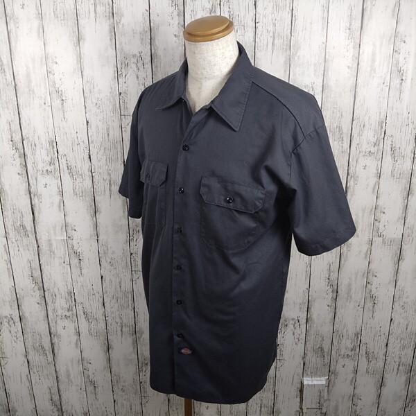 【送料無料】Dickies ディッキーズ メンズ 半袖ワークシャツ チャコールグレー XL 大きいサイズ ビッグサイズ 古着 ヴィンテージ
