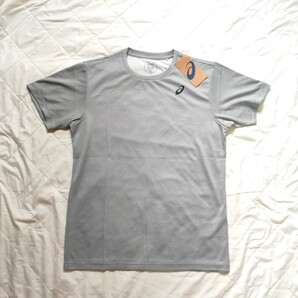 新品タグ付 アシックス ドライ ワンポイント ヘザー 半袖ティシャツ Tシャツ メンズ ロゴT ランニング ジム グレー ティシャツ 吸汗速乾