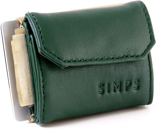 ☆新品・未使用☆ 箱付き 本革 ミニ財布 メンズ レディース 緑 小銭入れ コンパクト 財布 小銭入れ コインケース グリーン 三つ折り