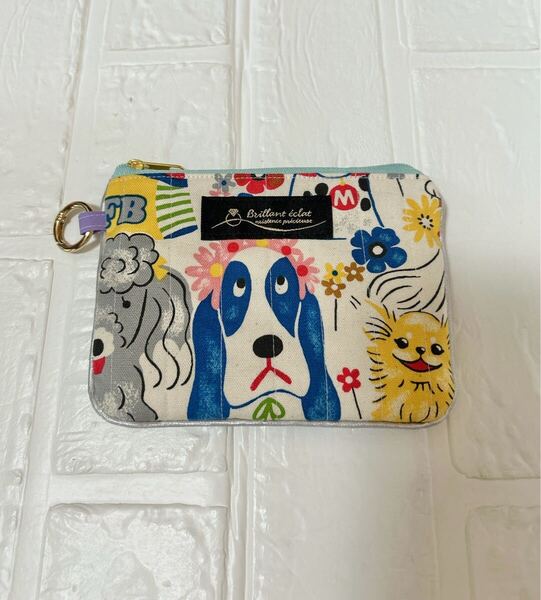 犬柄 わんちゃん柄 ミニポーチ ポーチ ハンドメイド 韓国風キルティング キルティング