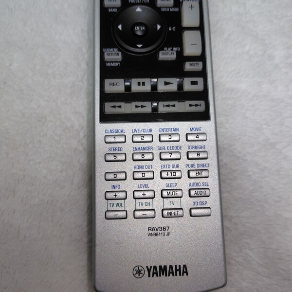 除菌・簡易清掃済 YAMAHA TV/DVD/MD/CD リモコン RAV387 WN98410 赤外線発光確認済