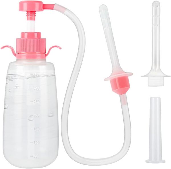 多目的洗浄器 クレンジングポンプ エネマシリンジ 浣腸器 手動ポンプ式 350ml大容量 50cmチューブ 交換用ノズル2本 防塵カバー付き