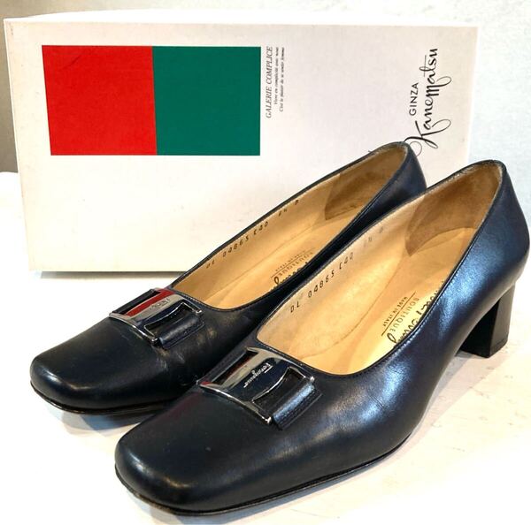 Salvatore Ferragamo★パンプス★本革★レザー★ガンチーニ★プレート★箱付き★イタリア製★サルヴァトーレフェラガモ★定価12万円★黒