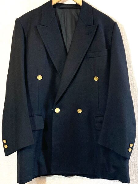 TAILORED JACKET★ダブルブレスト★テーラードジャケット★ブレザー★金ボタン★ゴールド★CASHMERE★ミンクカシミヤ生地 英国製 紺金 美品