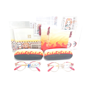 鬼滅の刃 煉獄杏寿郎 メガネ PCメガネ 兼用 折りたたみケース 眼鏡拭き巾着 店内展示品 未使用 おまけ付き PS5 ヒノカミ血風譚 店内ポップ