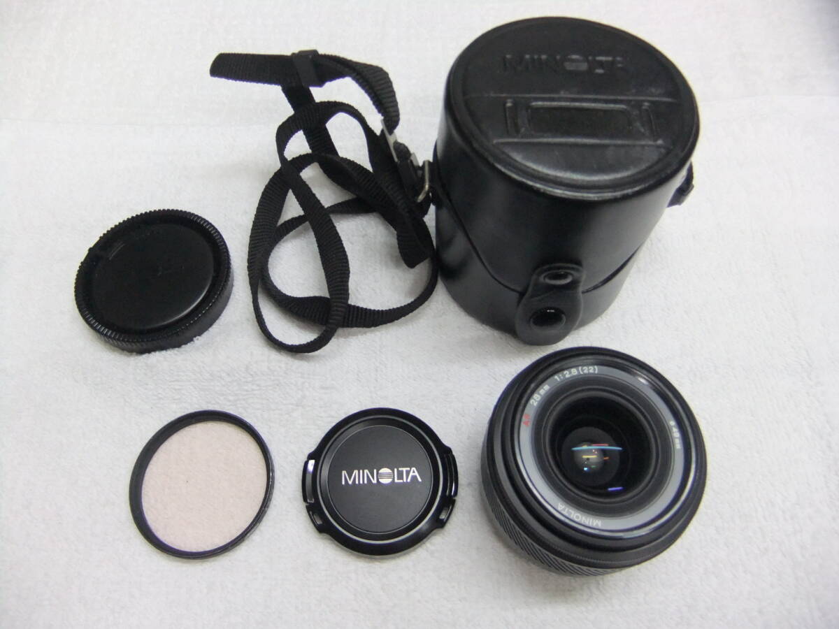 MINOLTA AF 28mm F2 レンズ+保護フィルター、PLフィルター付 MINOLTA AF 28mm F2 レンズ+保護フィルター、PLフィルター付