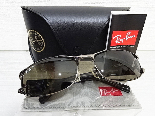 廃盤 極美品 人気 希少 偏光レンズ レイバン RB3396 004/P2 ガンメタル グレーストライプ RAYBAN ポラライズド イタリア サングラス/RB3397