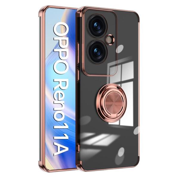 OPPO Reno11A ケース TPU リング 透明 ローズゴールド