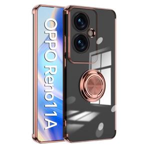 OPPO Reno11A ケース TPU リング 透明 ローズゴールド