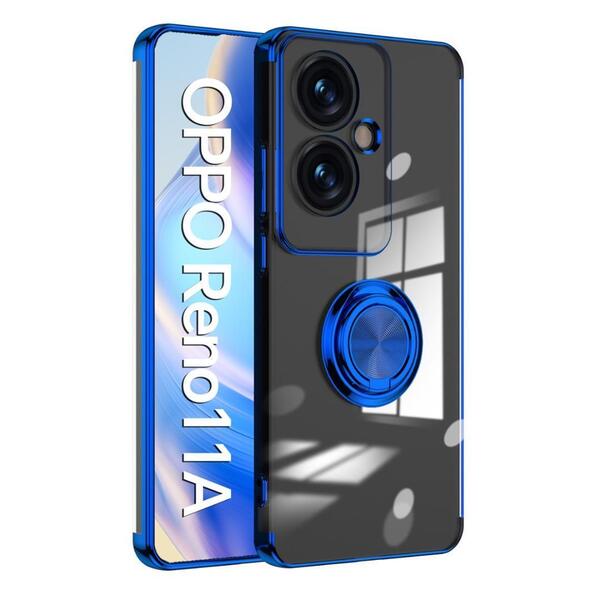 OPPO Reno11A ケース TPU リング 透明 ブルー