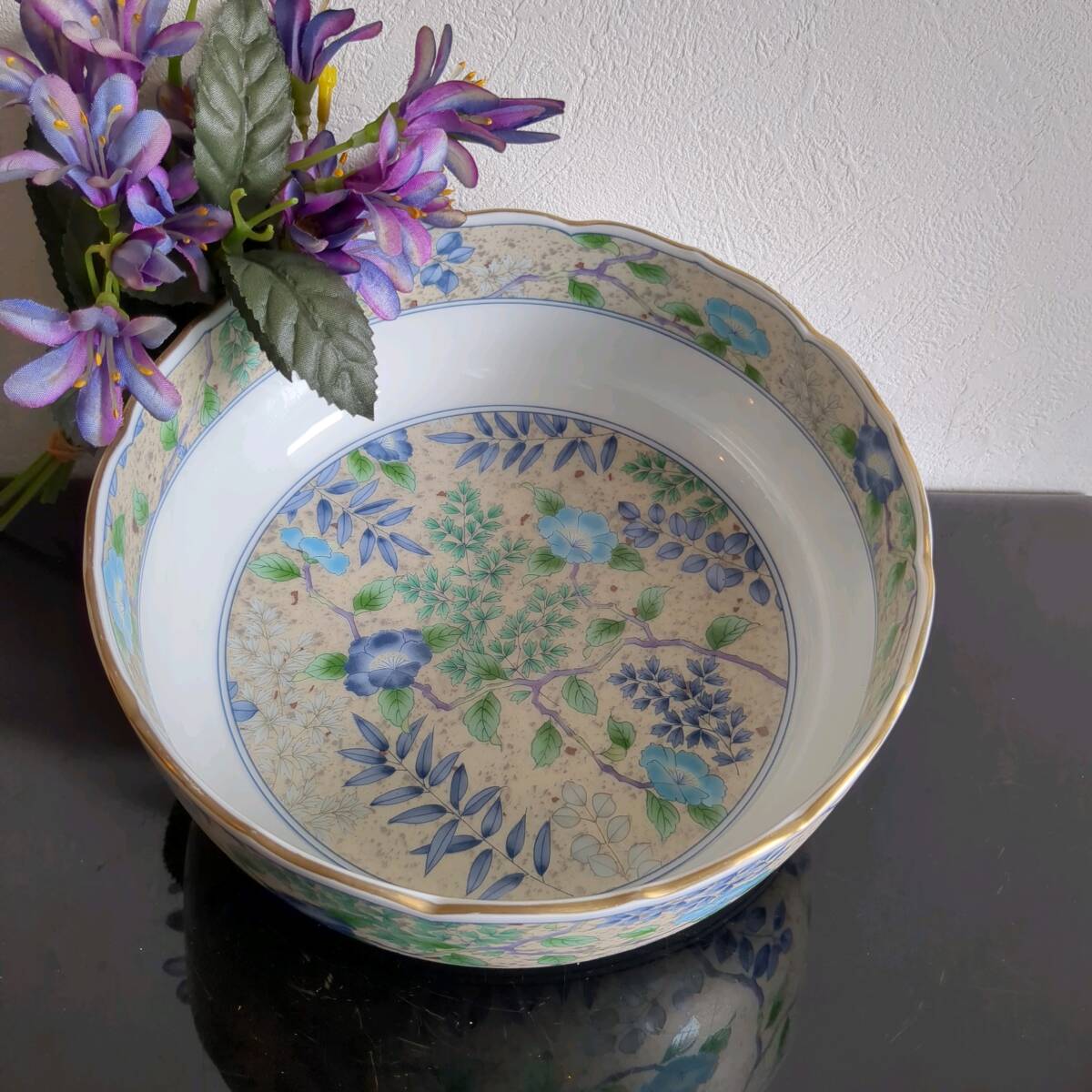 有田焼 幸山窯 古伊万里文様 角小鉢 染錦金彩花鳥 窓絵牡丹 唐草