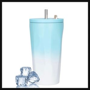 【開封のみ】Zrejjon★タンブラー 600ml 水筒 マグカップ 蓋付き ストロー付き ステンレス製 広口 真空 断熱 保冷 大容量 オシャレ