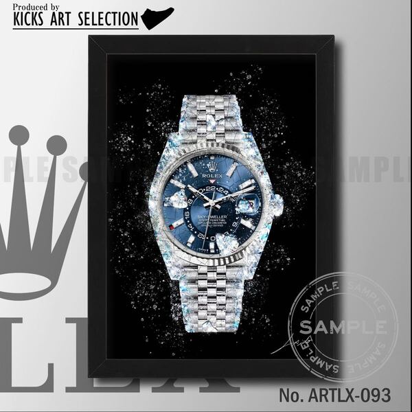 ロレックス スカイドゥエラー ブルー/オマージュアートインテリアポスター/ 腕時計/ハンドメイド/壁掛け/Rolex/