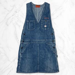 《160》DENIM DUNGAREE デニム&ダンガリー デニム ★ ワンピース ジャンパースカート ジャンスカ Vネック ポケット 古着 大人 大きいサイズ
