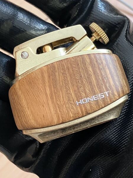 新品 オイルライター レトロ 押すだけ点火 HONEST 茶色