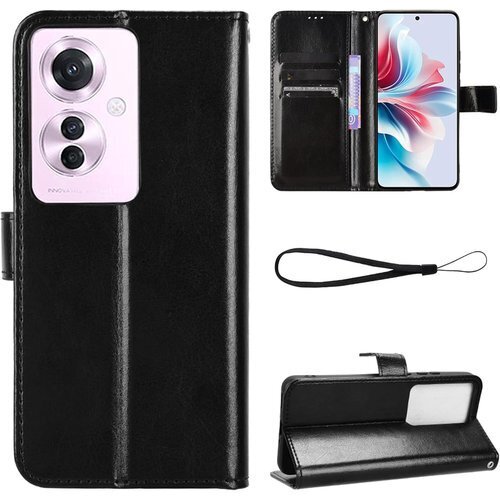 For OPPO Reno11 A 用の手帳型 ケース ケース Hcsxlcj Reno11 A用の ブラック 1001