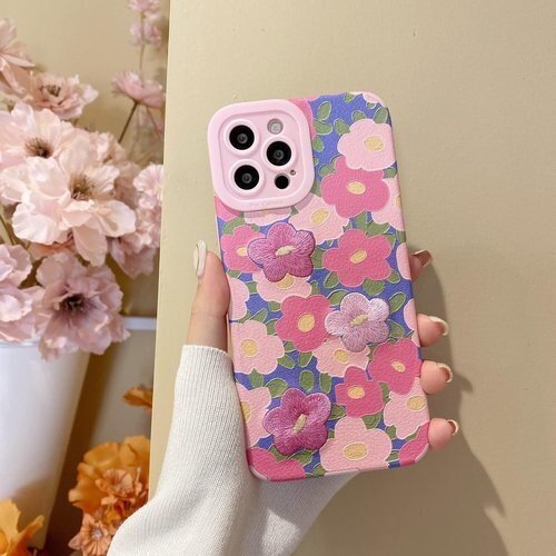 Kanvoos iPhone 11 ケース 耐衝撃 軽 刺繍 6.1インチ アイフォン11 用 ケース ピンク 380