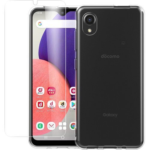 Galaxy A22 5G ケース クリア SC-56 TPU 汚れ防止 軽量 ガラスフィルム1枚 Jueyue 185