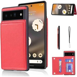Geshh Pixel 6 au 財布型ケース カード 型ケース グーグル ピクセル6Pixel 6 au 赤色 317