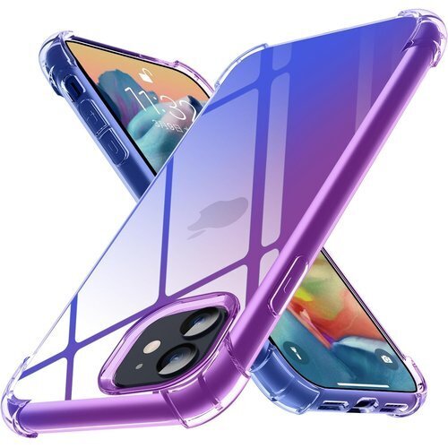 iPhone 11 用 ケース クリア 耐衝撃 防指紋 薄型 黄変防止 滑り防止 人気 紫+青5-ip11-02 416