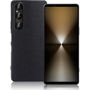 For Xperia 1 VI 用 ケース 布柄+TP 傷防止 Xperia 1 VI 用 保護カバー ブラック 498