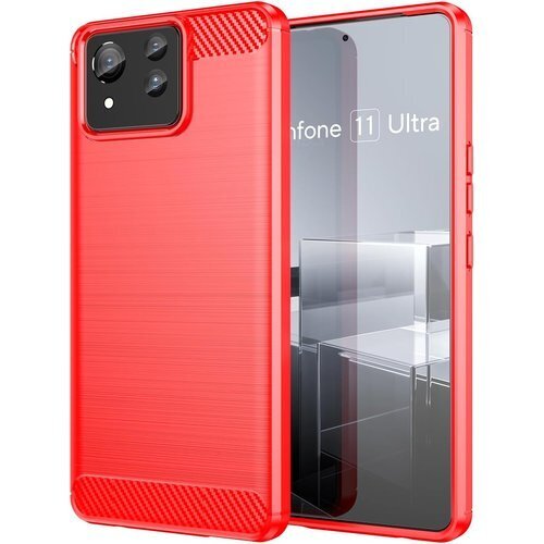 Moahsiuny For Zenfone 11 Ul 護カバー 指紋防止 耐衝撃 TPUシリコーン素材 レッド 573