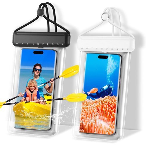 スマホ 防水ケース 新登場 & 2枚セット IPX8完 roid 7.2インチ以下全機種対応 ブラック+ホワイト 162