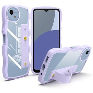 AQUOS R9 ケース クリア スタンド機能 AQU 軽量 薄型 おしゃれ 人気 ストラップホール パープル 183