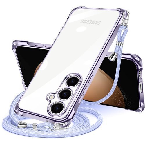 Galaxy S23 FE 用 ケース クリア ショル し可能 落下防止 紛失防止 ワイヤレス充電対応 パープル 212