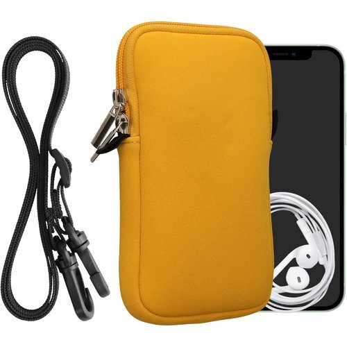 kwmobile スマホショルダー L - 6.5"対 ネオプレン スマートフォン 首掛け 保護ケース 黄金色 224