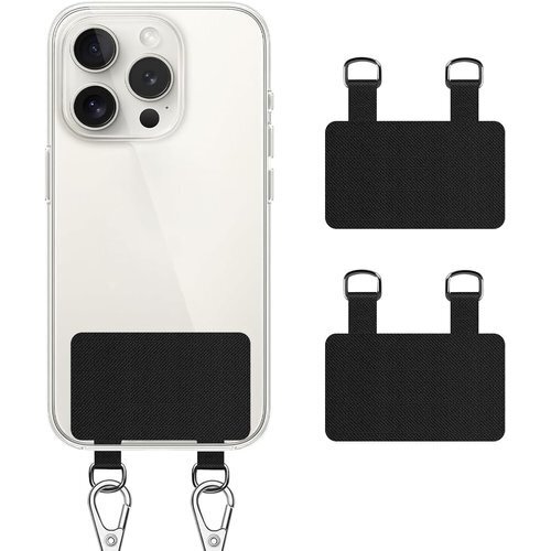 tuulaasii 2枚 スマホ 携帯 ストラップホル スマホケースに挟む 全機種対応 充電影響なし ブラック 302
