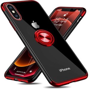 iPhone Xs Max 用 ケース リング付き ク 面保護カバー アイフォン用 ケース 赤 W-YX-8-2 104