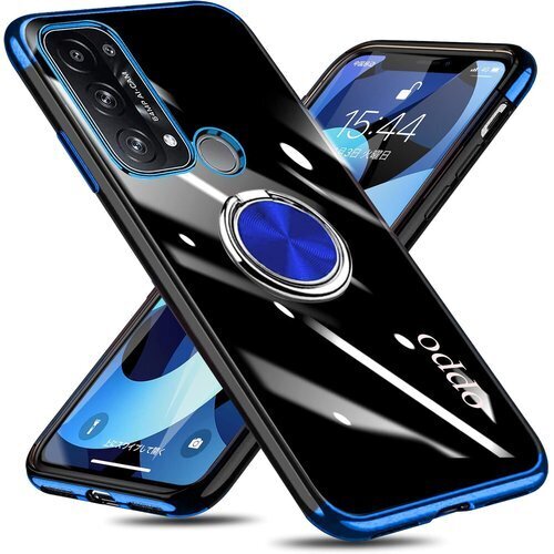 OPPO Reno5 A ケース リング クリア 透明 オッポ リノ5 A カバー 青 W-DDYX-07-04 117
