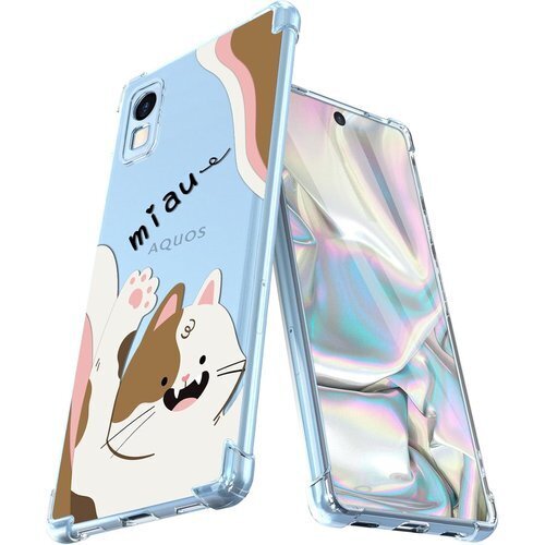 AQUOS wish AQUOS wish2 ケース 規格取得 レンズ保護 耐衝撃 クリア 柔軟 1 可愛の猫 205
