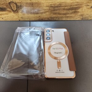 ER-196@MuZiF Samsung Galaxy S22 Plus用 ケース 手帳型 Magsafe対応 クリア 背面 透明 (Galaxy S22 Plus用,ブラウン)