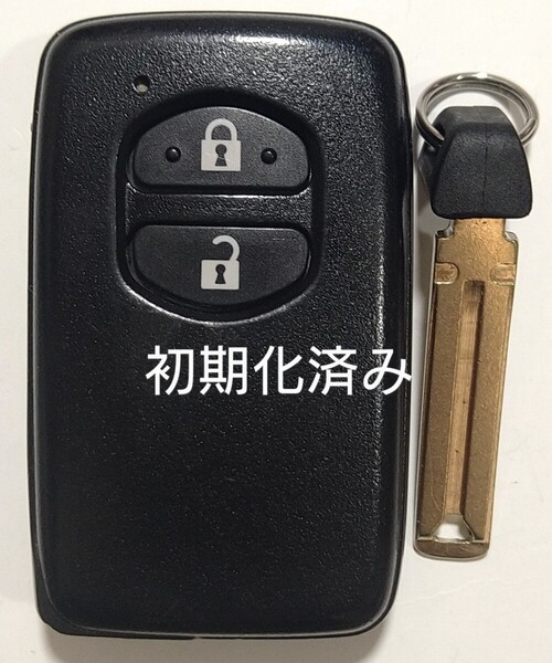 初期化済トヨタ純正 スマートキー 2ボタンプリウスアクアヴィッツウィッシュ基盤番号271451-5300ノーカットキー付き新品電池サービス25
