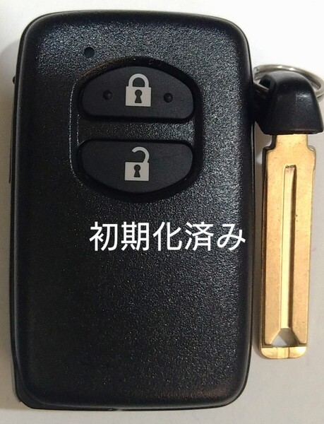 初期化済トヨタ純正 スマートキー 2ボタンプリウスアクアヴィッツウィッシュ基盤番号271451-5300ノーカットキー付き新品電池サービス21
